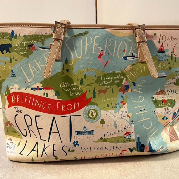 Spartina 449 Great Lakes Leather Trim Beach Vacation Shopping Large Tote Bag - Picture 1 of 14